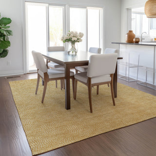 Piper Looms Chantille Geometric ACN1057 Gold Machine Washable Area Rug Lifestyle Image Feature