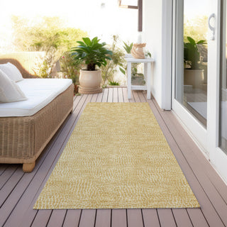 Piper Looms Chantille Geometric ACN1057 Gold Machine Washable Area Rug Runner Outdoor Lifestyle Image Feature