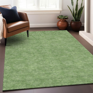 Piper Looms Chantille Geometric ACN1057 Green Machine Washable Area Rug Lifestyle Image Feature