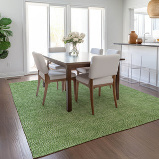 Piper Looms Chantille Geometric ACN1057 Green Machine Washable Area Rug Lifestyle Image Feature