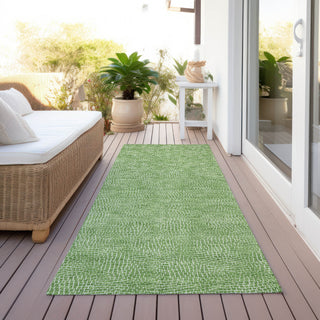 Piper Looms Chantille Geometric ACN1057 Green Machine Washable Area Rug Runner Outdoor Lifestyle Image Feature
