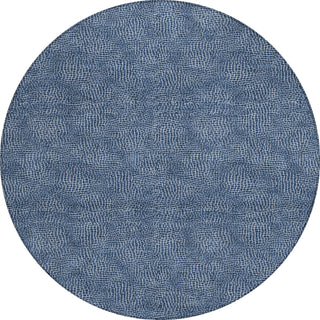 Piper Looms Chantille Geometric ACN1057 Navy Machine Washable Area Rug Round Main Image