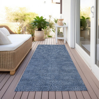 Piper Looms Chantille Geometric ACN1057 Navy Machine Washable Area Rug Runner Outdoor Lifestyle Image Feature