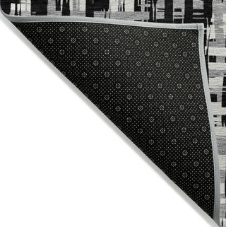 Piper Looms Chantille Lines ACN1059 Black Machine Washable Area Rug Backing Image