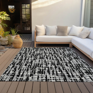 Piper Looms Chantille Lines ACN1059 Black Machine Washable Area Rug Outdoor Lifestyle Image Feature