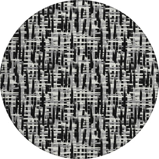 Piper Looms Chantille Lines ACN1059 Black Machine Washable Area Rug Round Main Image