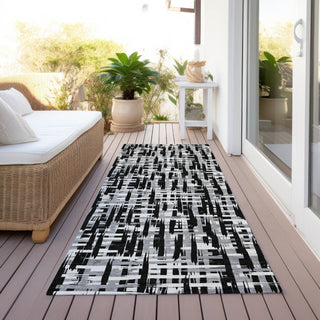 Piper Looms Chantille Lines ACN1059 Black Machine Washable Area Rug Runner Outdoor Lifestyle Image Feature