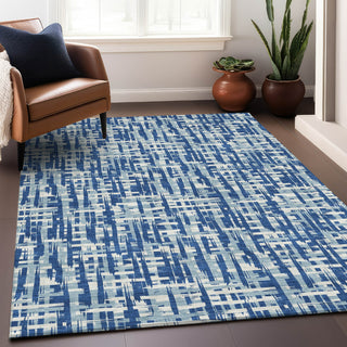 Piper Looms Chantille Lines ACN1059 Blue Machine Washable Area Rug Lifestyle Image Feature
