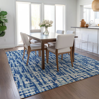 Piper Looms Chantille Lines ACN1059 Blue Machine Washable Area Rug Lifestyle Image Feature