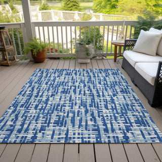 Piper Looms Chantille Lines ACN1059 Blue Machine Washable Area Rug Outdoor Lifestyle Image Feature
