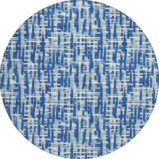 Piper Looms Chantille Lines ACN1059 Blue Machine Washable Area Rug Round Main Image