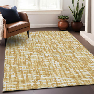 Piper Looms Chantille Lines ACN1059 Gold Machine Washable Area Rug Lifestyle Image Feature