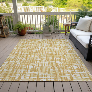 Piper Looms Chantille Lines ACN1059 Gold Machine Washable Area Rug Outdoor Lifestyle Image Feature