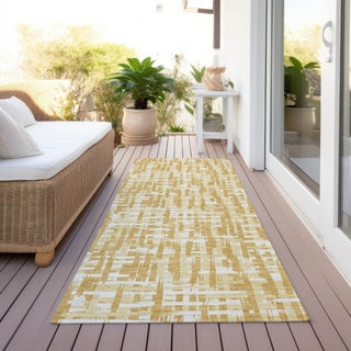 Piper Looms Chantille Lines ACN1059 Gold Machine Washable Area Rug Runner Outdoor Lifestyle Image Feature