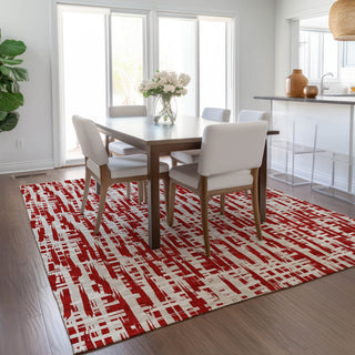 Piper Looms Chantille Lines ACN1059 Red Machine Washable Area Rug Lifestyle Image Feature