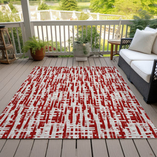 Piper Looms Chantille Lines ACN1059 Red Machine Washable Area Rug Outdoor Lifestyle Image Feature