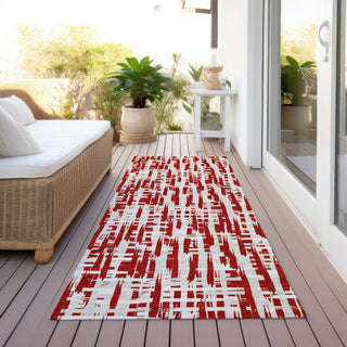Piper Looms Chantille Lines ACN1059 Red Machine Washable Area Rug Runner Outdoor Lifestyle Image Feature