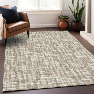 Piper Looms Chantille Lines ACN1059 Tan Machine Washable Area Rug Lifestyle Image Feature
