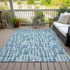 Piper Looms Chantille Lines ACN1059 Teal Machine Washable Area Rug Outdoor Lifestyle Image Feature
