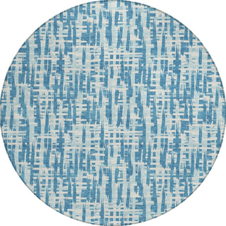 Piper Looms Chantille Lines ACN1059 Teal Machine Washable Area Rug Round Main Image
