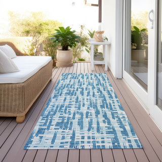 Piper Looms Chantille Lines ACN1059 Teal Machine Washable Area Rug Runner Outdoor Lifestyle Image Feature
