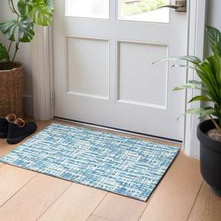 Piper Looms Chantille Lines ACN1059 Teal Machine Washable Area Rug Scatter Lifestyle Image Feature