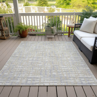 Piper Looms Chantille Lines ACN1060 Beige Machine Washable Area Rug Outdoor Lifestyle Image Feature
