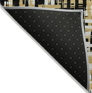 Piper Looms Chantille Lines ACN1060 Black Machine Washable Area Rug Backing Image