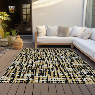 Piper Looms Chantille Lines ACN1060 Black Machine Washable Area Rug Outdoor Lifestyle Image Feature