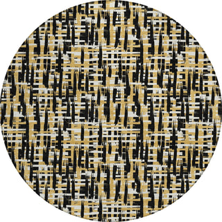 Piper Looms Chantille Lines ACN1060 Black Machine Washable Area Rug Round Main Image