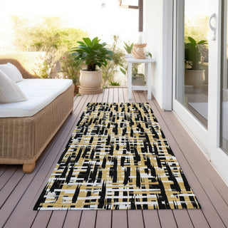Piper Looms Chantille Lines ACN1060 Black Machine Washable Area Rug Runner Outdoor Lifestyle Image Feature