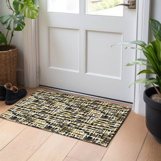 Piper Looms Chantille Lines ACN1060 Black Machine Washable Area Rug Scatter Lifestyle Image Feature