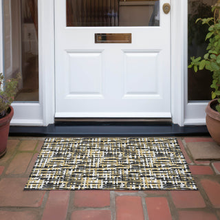 Piper Looms Chantille Lines ACN1060 Black Machine Washable Area Rug Scatter Outdoor Lifestyle Image Feature