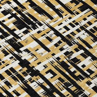 Piper Looms Chantille Lines ACN1060 Black Machine Washable Area Rug Swatch Image