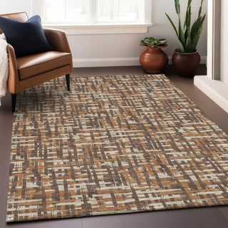 Piper Looms Chantille Lines ACN1060 Chocolate Machine Washable Area Rug Lifestyle Image Feature