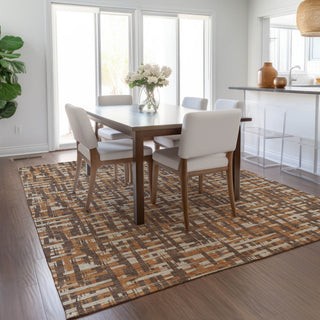 Piper Looms Chantille Lines ACN1060 Chocolate Machine Washable Area Rug Lifestyle Image Feature