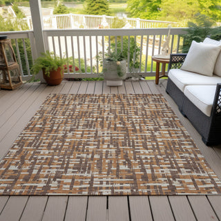Piper Looms Chantille Lines ACN1060 Chocolate Machine Washable Area Rug Outdoor Lifestyle Image Feature