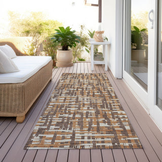 Piper Looms Chantille Lines ACN1060 Chocolate Machine Washable Area Rug Runner Outdoor Lifestyle Image Feature