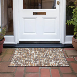 Piper Looms Chantille Lines ACN1060 Chocolate Machine Washable Area Rug Scatter Outdoor Lifestyle Image Feature