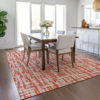 Piper Looms Chantille Lines ACN1060 Coral Machine Washable Area Rug Lifestyle Image Feature