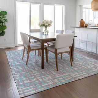 Piper Looms Chantille Lines ACN1060 Lavender Machine Washable Area Rug Lifestyle Image Feature