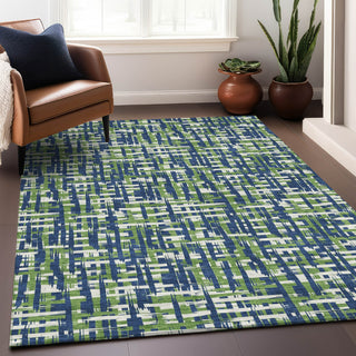 Piper Looms Chantille Lines ACN1060 Navy Machine Washable Area Rug Lifestyle Image Feature