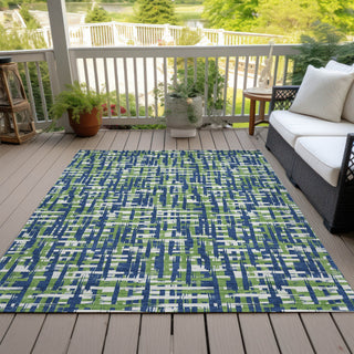 Piper Looms Chantille Lines ACN1060 Navy Machine Washable Area Rug Outdoor Lifestyle Image Feature