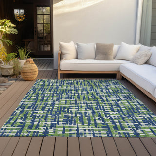 Piper Looms Chantille Lines ACN1060 Navy Machine Washable Area Rug Outdoor Lifestyle Image Feature