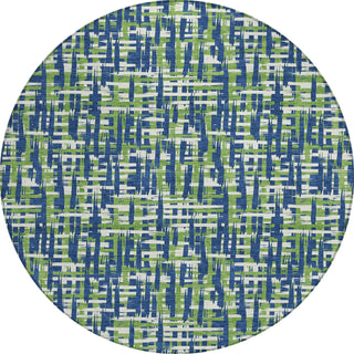 Piper Looms Chantille Lines ACN1060 Navy Machine Washable Area Rug Round Main Image