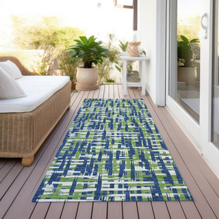 Piper Looms Chantille Lines ACN1060 Navy Machine Washable Area Rug Runner Outdoor Lifestyle Image Feature