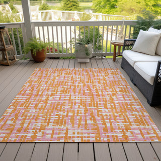 Piper Looms Chantille Lines ACN1060 Orange Machine Washable Area Rug Outdoor Lifestyle Image Feature