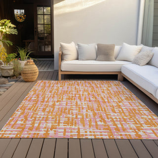 Piper Looms Chantille Lines ACN1060 Orange Machine Washable Area Rug Outdoor Lifestyle Image Feature