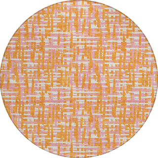 Piper Looms Chantille Lines ACN1060 Orange Machine Washable Area Rug Round Main Image