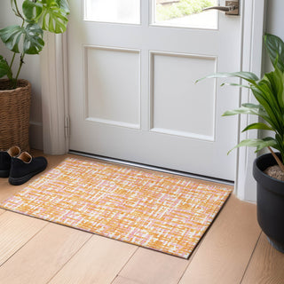Piper Looms Chantille Lines ACN1060 Orange Machine Washable Area Rug Scatter Lifestyle Image Feature